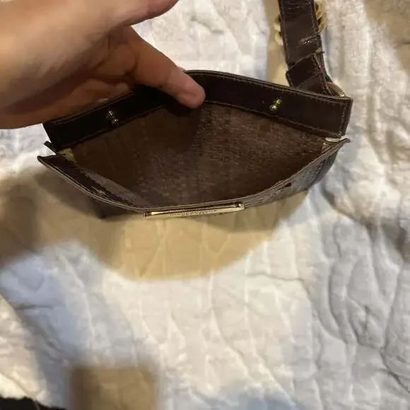 Michael Kors Dark Brown Woven Leather Shoulder Bag - Picture 9 of 11